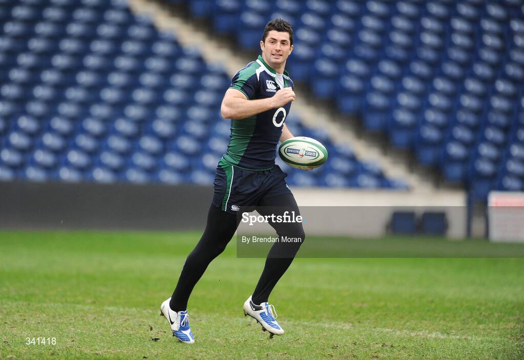 13 March 2009; Full-back Rob Kearney in action during the Ireland Rugby Squad Captain's Run ahead of their RBS Six Nations Championship game against Scotland on Saturday. Murrayfield Stadium, Edinburgh, Scotland. Picture credit: Brendan Moran / SPORTSFILE