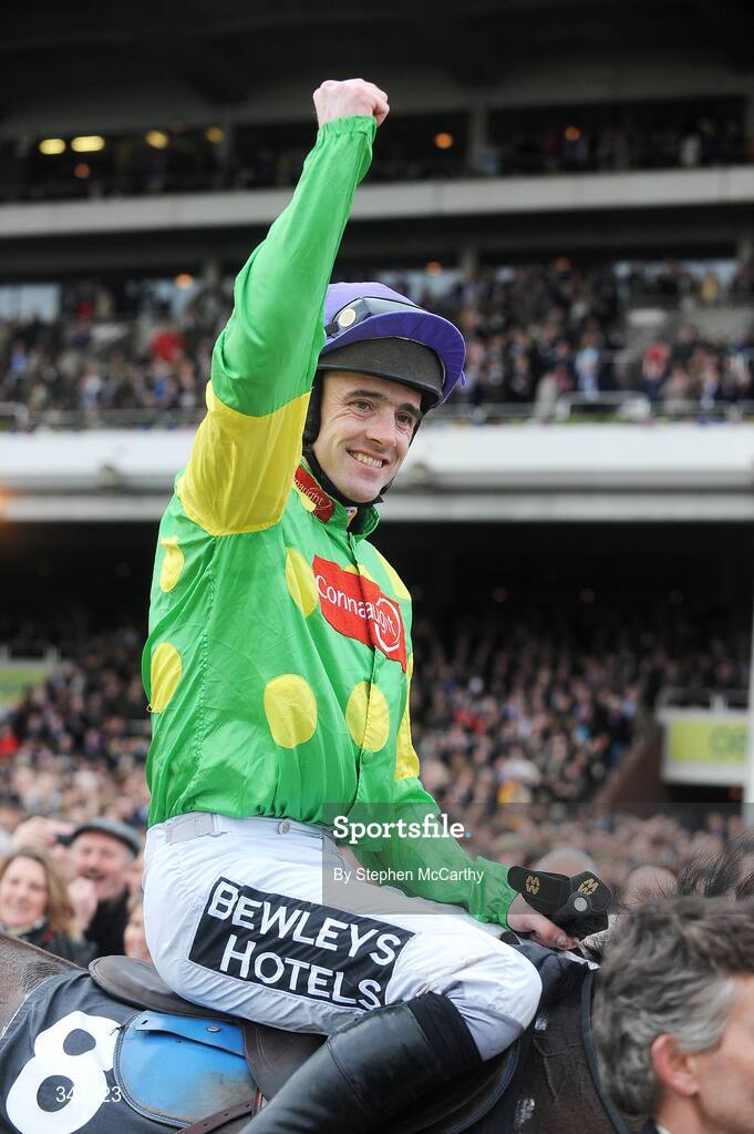13 March 2009; Jockey Ruby Walsh celebrates after winning the totesport Cheltenham Gold Cup Steeple Chase, onboard Kauto Star. Cheltenham Racing Festival - Friday. Prestbury Park, Cheltenham, Gloucestershire, England. Picture credit: Stephen McCarthy / SPORTSFILE