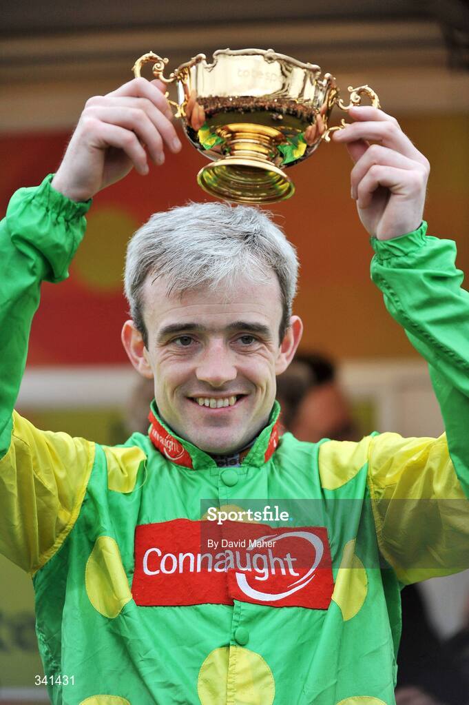 13 March 2009; Jockey Ruby Walsh celebrates after winning the totesport Cheltenham Gold Cup Steeple Chase on his mount Kauto Star. Cheltenham Racing Festival - Friday. Prestbury Park, Cheltenham, Gloucestershire, England. Picture credit: David Maher / SPORTSFILE