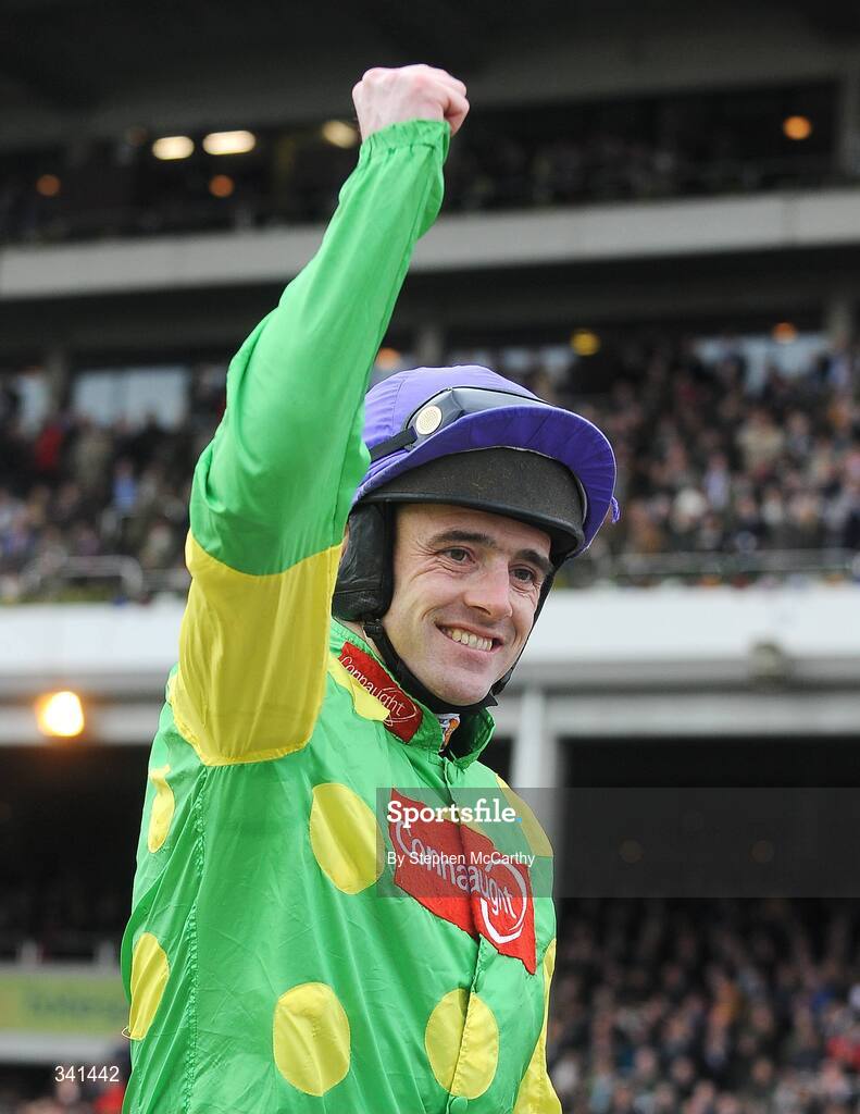 13 March 2009; Jockey Ruby Walsh celebrates after winning the totesport Cheltenham Gold Cup Steeple Chase, onboard Kauto Star. Cheltenham Racing Festival - Friday. Prestbury Park, Cheltenham, Gloucestershire, England. Picture credit: Stephen McCarthy / SPORTSFILE