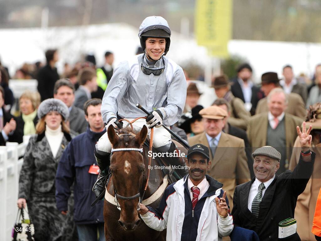 13 March 2009; Jockey Felix de Giles enters the winners enclosure after winning the Martin Pipe Conditional Jockeys' Handicap Hurdle Race, onboard Andytown. Cheltenham Racing Festival - Friday. Prestbury Park, Cheltenham, Gloucestershire, England. Picture credit: Stephen McCarthy / SPORTSFILE