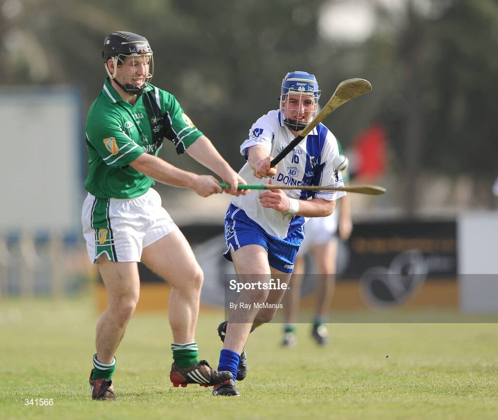 14 March 2009; Michael Jacob, Leinster, clears under pressure from Paul Killilea, Connacht. M Donnelly Interprovincial Hurling Final presented by Etihad Airways, Leinster v Connacht, Ghantoot Racing and Polo Club, Abu Dhabi, United Arab Emirates. Picture credit: Ray McManus / SPORTSFILE
