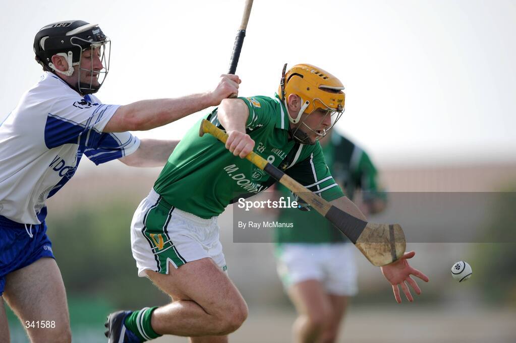 14 March 2009; Eoin Quigley, Leinster, in action against Mark Kerins, Connacht. M Donnelly Interprovincial Hurling Final presented by Etihad Airways, Leinster v Connacht, Ghantoot Racing and Polo Club, Abu Dhabi, United Arab Emirates. Picture credit: Ray McManus / SPORTSFILE