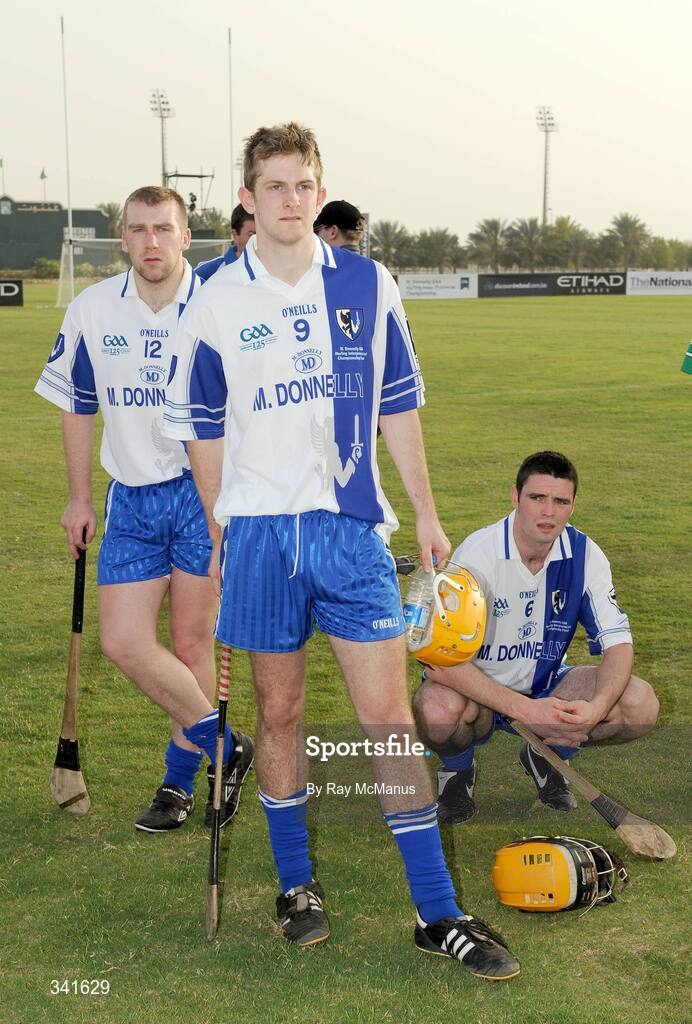 14 March 2009; Connacht players Kevin Hooban, left, Keith Raymond, centre, and Brian Costello after the game. M Donnelly Interprovincial Hurling Final presented by Etihad Airways, Leinster v Connacht, Ghantoot Racing and Polo Club, Abu Dhabi, United Arab Emirates. Picture credit: Ray McManus / SPORTSFILE