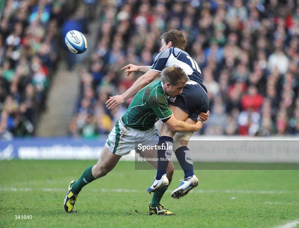 14 March 2009; Luke Fitzgerald, Ireland, tackles Phil Godman, Scotland. RBS Six Nations Championship, Scotland v Ireland, Murrayfield Stadium, Edinburgh, Scotland. Picture credit: Brendan Moran / SPORTSFILE