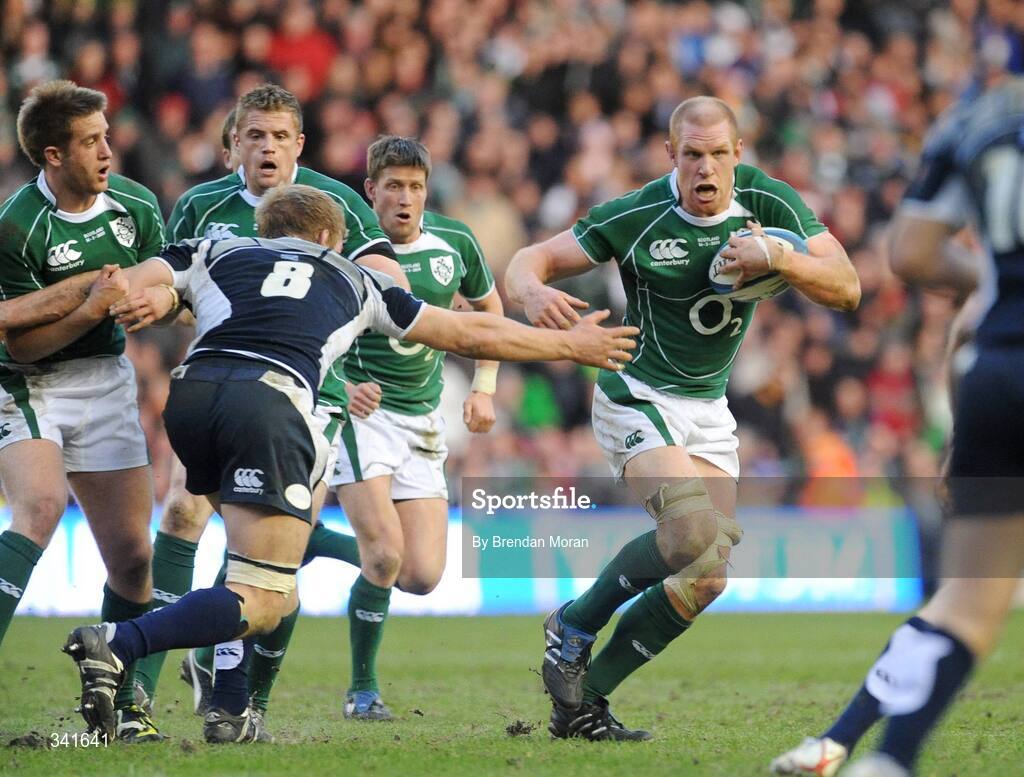 14 March 2009; Paul O'Connell, Ireland, is tackled by Simon Taylor, Scotland. RBS Six Nations Championship, Scotland v Ireland, Murrayfield Stadium, Edinburgh, Scotland. Picture credit: Brendan Moran / SPORTSFILE