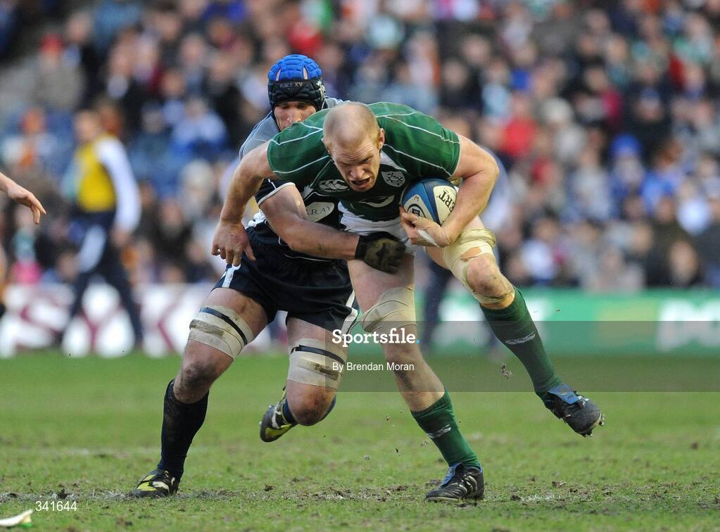 14 March 2009; Paul O'Connell, Ireland, is tackled by Alasdair Strokosch, Scotland. RBS Six Nations Championship, Scotland v Ireland, Murrayfield Stadium, Edinburgh, Scotland. Picture credit: Brendan Moran / SPORTSFILE