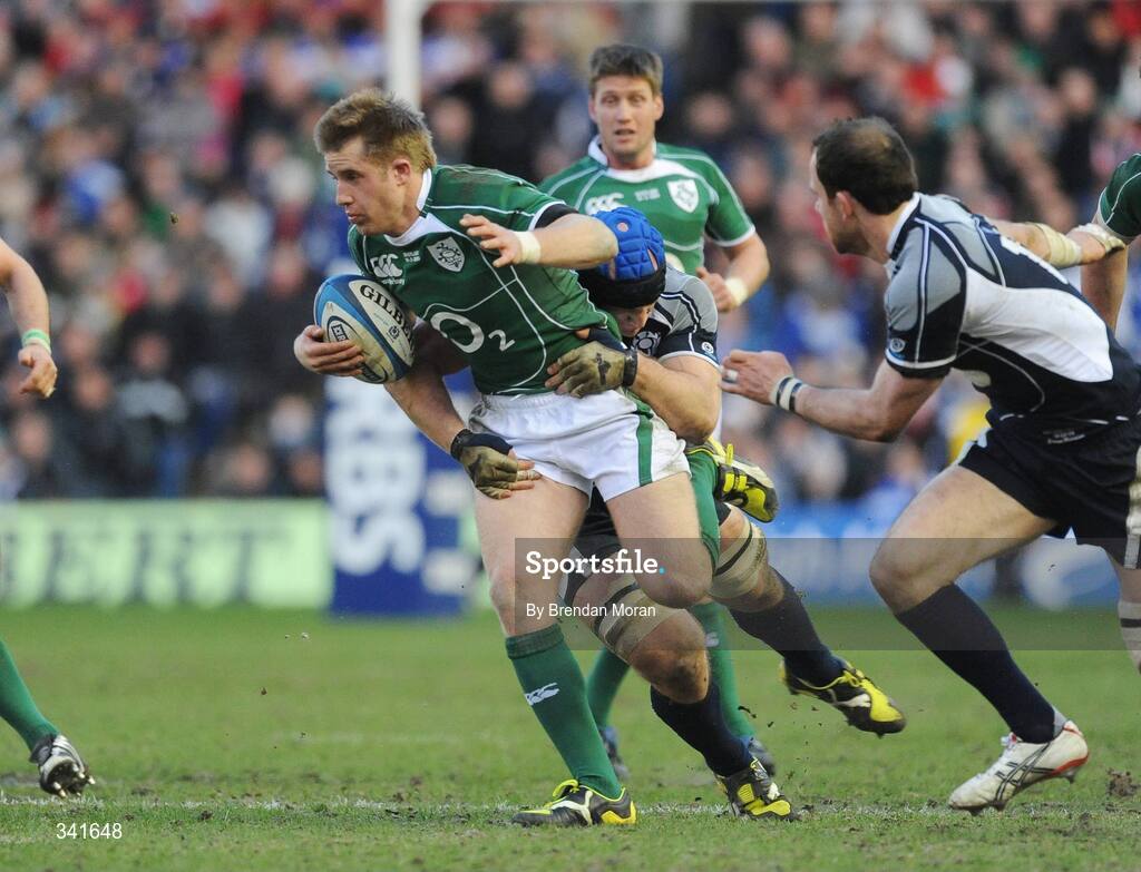 14 March 2009; Luke Fitzgerald, Ireland, is tackled by Alasdair Strokosch, Scotland. RBS Six Nations Championship, Scotland v Ireland, Murrayfield Stadium, Edinburgh, Scotland. Picture credit: Brendan Moran / SPORTSFILE