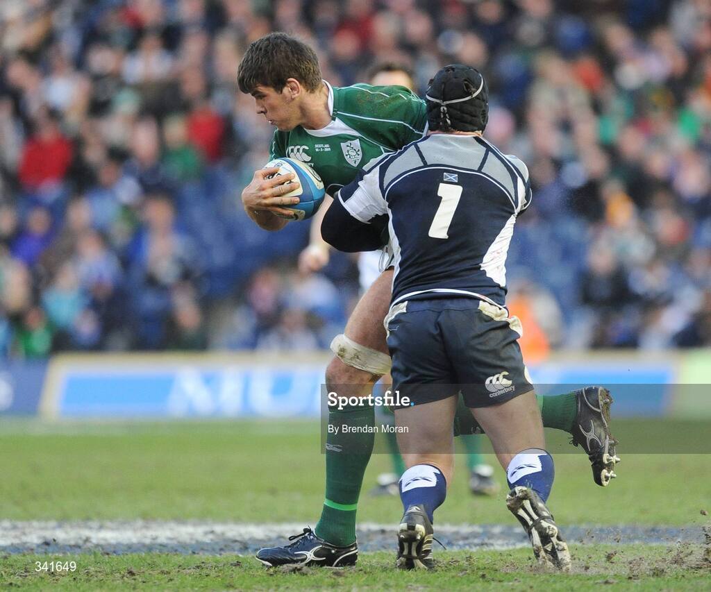 14 March 2009; Donncha O'Callaghan, Ireland, is tackled by Alasdair Dickinson, Scotland. RBS Six Nations Championship, Scotland v Ireland, Murrayfield Stadium, Edinburgh, Scotland. Picture credit: Brendan Moran / SPORTSFILE