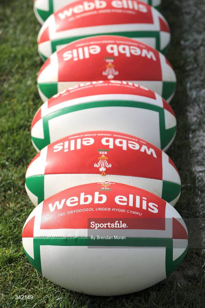 17 March 2009; A general view of the rugby balls which the Ireland team used during rugby squad training ahead of their RBS Six Nations Championship game against Wales on Saturday. RDS, Dublin. Picture credit: Brendan Moran / SPORTSFILE