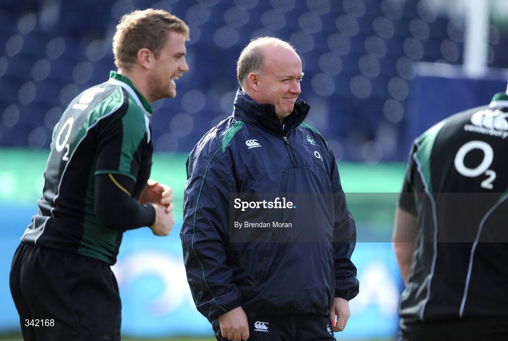 17 March 2009; Ireland head coach Declan Kidney watches his players during rugby squad training ahead of their RBS Six Nations Championship game against Wales on Saturday. RDS, Dublin. Picture credit: Brendan Moran / SPORTSFILE
