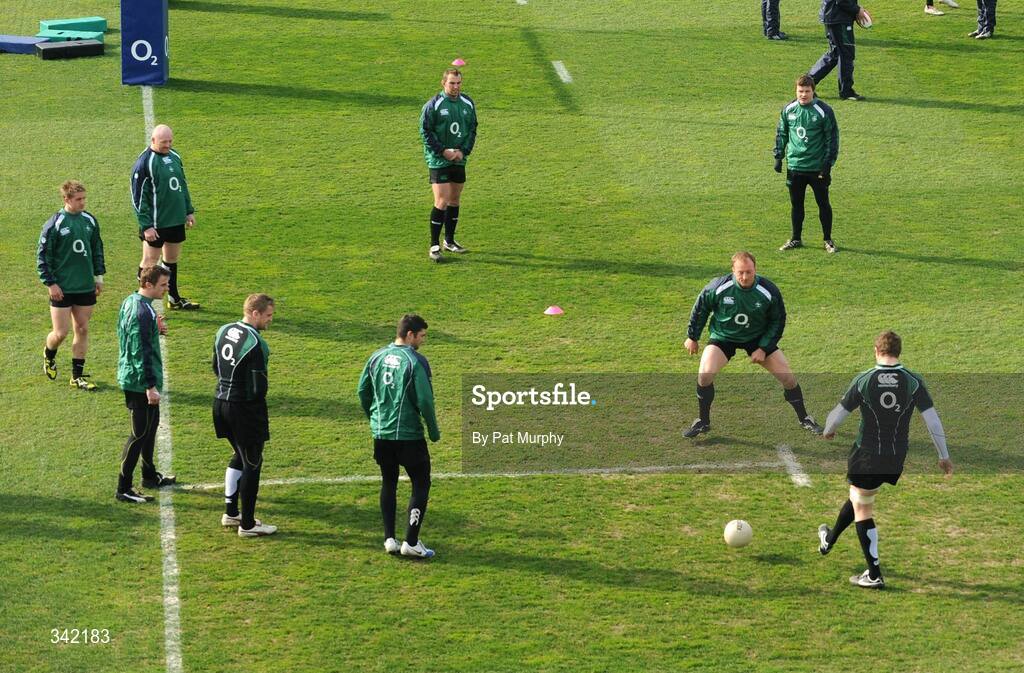 17 March 2009; The Ireland players practice their soccer skills before rugby squad training ahead of their RBS Six Nations Championship game against Wales on Saturday. RDS, Dublin. Picture credit: Pat Murphy / SPORTSFILE