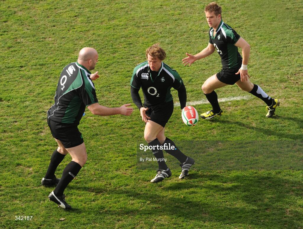 17 March 2009; Ireland's Gerry Flannery and Luke Fitzgerald, right, in action against John Hayes, left, during rugby squad training ahead of their RBS Six Nations Championship game against Wales on Saturday. RDS, Dublin. Picture credit: Pat Murphy / SPORTSFILE
