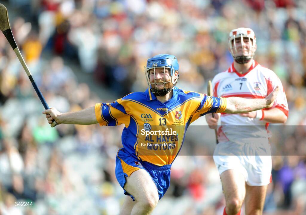 17 March 2009; Damien Hayes, Portumna, celebrates scoring his and his side's second goal. AIB All-Ireland Senior Club Hurling Championship Final, Portumna, Co. Galway v De La Salle, Waterford, Croke Park, Dublin. Picture credit: Daire Brennan / SPORTSFILE