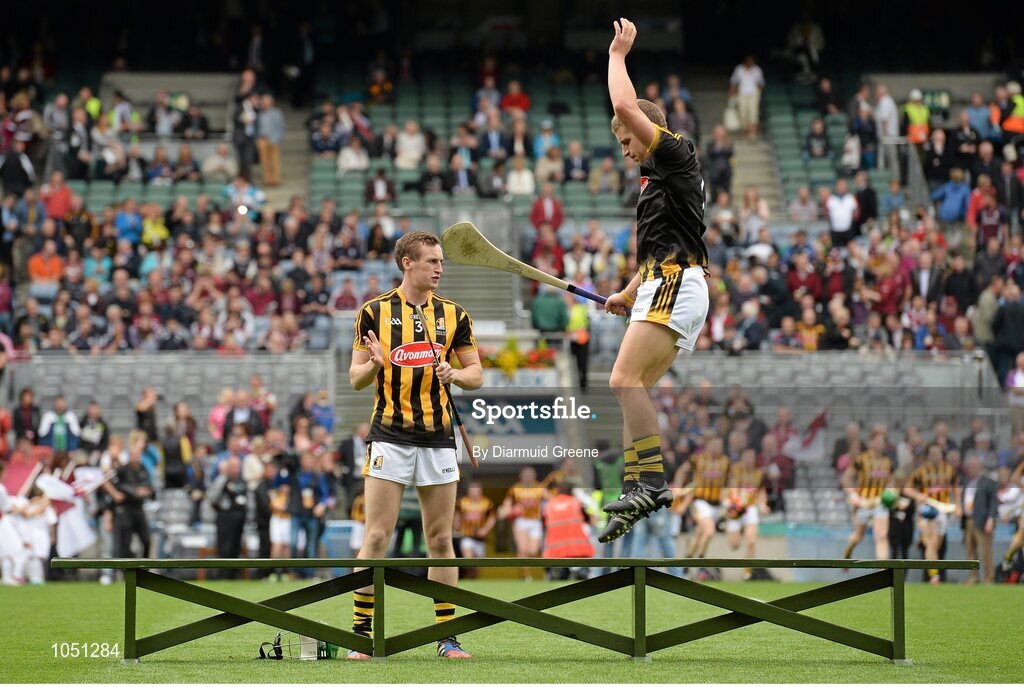 6 September 2015; Kilkenny goalkeeper Eoin Murphy and team-mate Joey Holden make their way to the bench for the traditional team photograph. GAA Hurling All-Ireland Senior Championship Final, Kilkenny v Galway, Croke Park, Dublin. Picture credit: Diarmuid Greene / SPORTSFILE