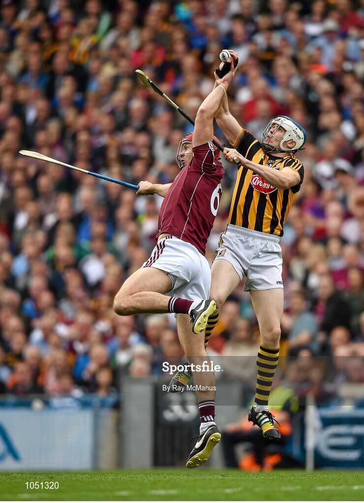 6 September 2015; Iarla Tannian, Galway, in action against TJ Reid, Kilkenny. GAA Hurling All-Ireland Senior Championship Final, Kilkenny v Galway, Croke Park, Dublin. Picture credit: Ray McManus / SPORTSFILE