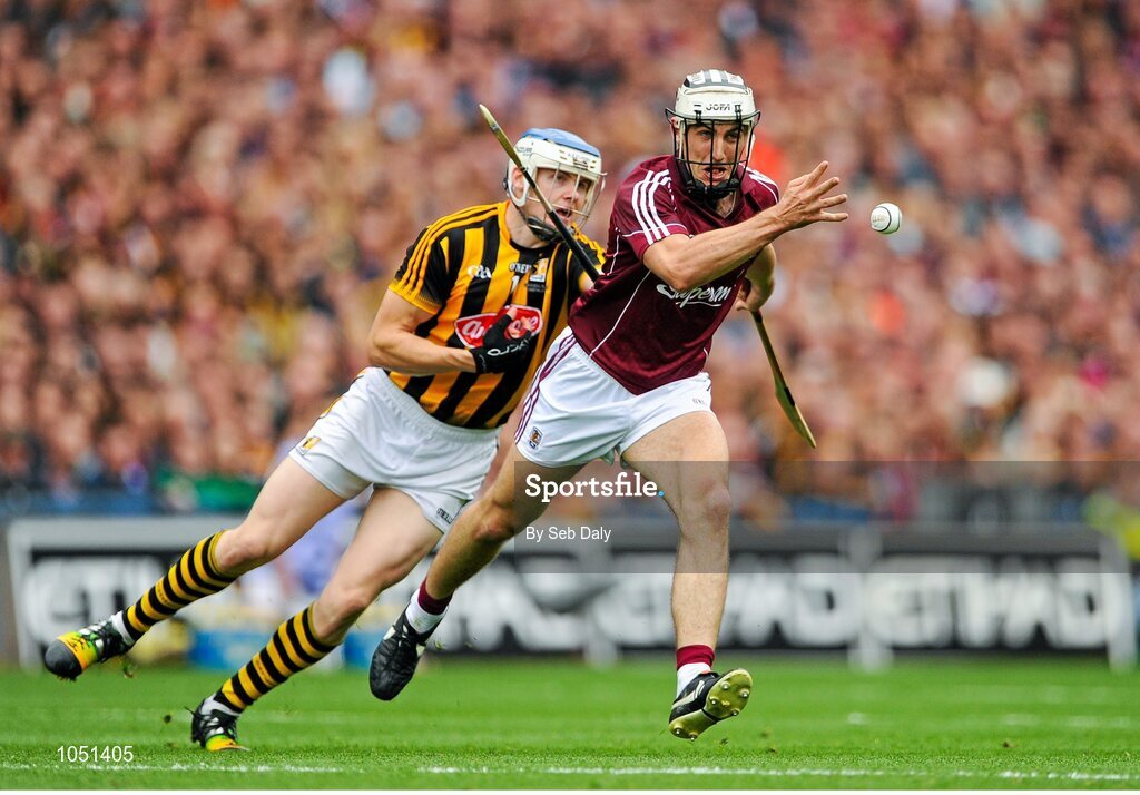 6 September 2015; Daithi Burke, Galway, in action against TJ Reid, Kilkenny. GAA Hurling All-Ireland Senior Championship Final, Kilkenny v Galway, Croke Park, Dublin. Picture credit: Seb Daly / SPORTSFILE