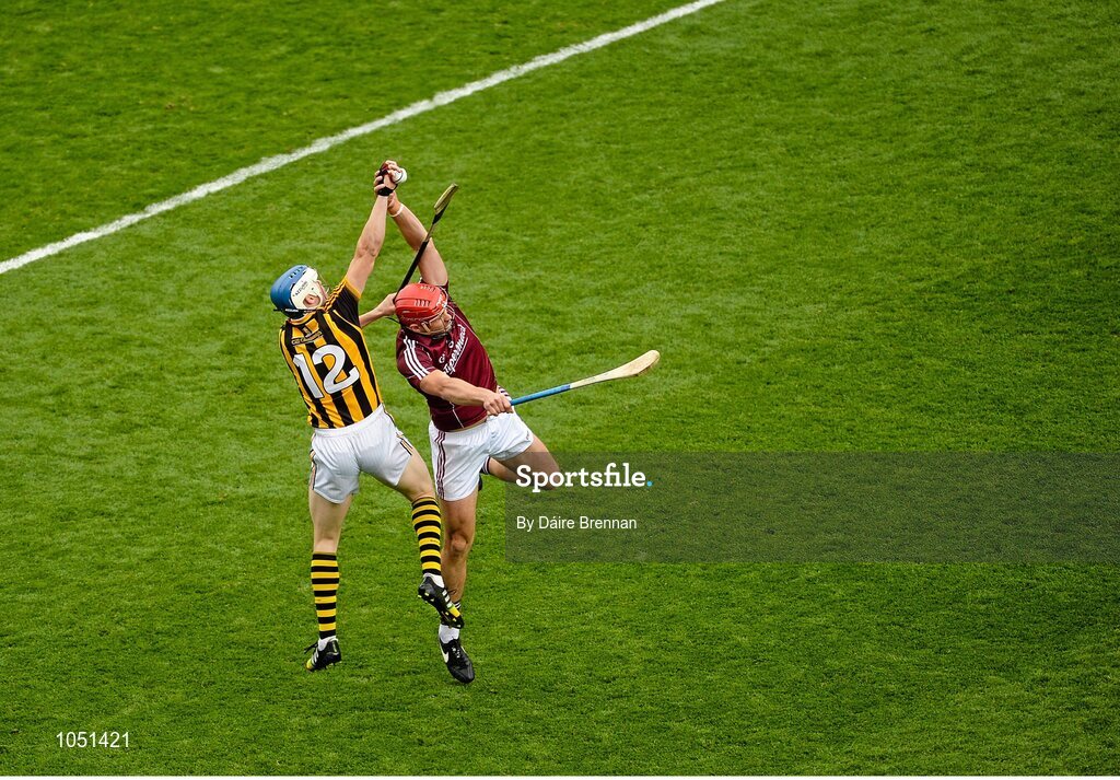 6 September 2015; TJ Reid, Kilkenny, in action against Iarla Tannian, Galway. GAA Hurling All-Ireland Senior Championship Final, Kilkenny v Galway, Croke Park, Dublin. Picture credit: Dáire Brennan / SPORTSFILE