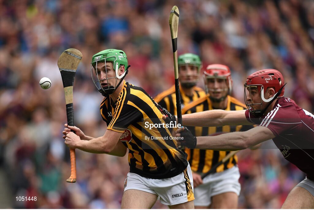 6 September 2015; Joey Holden, Kilkenny, in action against Jonathan Glynn, Galway. GAA Hurling All-Ireland Senior Championship Final, Kilkenny v Galway, Croke Park, Dublin. Picture credit: Diarmuid Greene / SPORTSFILE