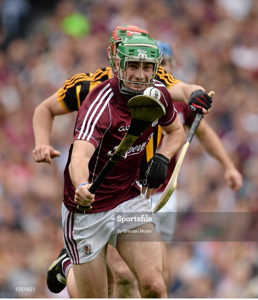6 September 2015; David Burke, Galway, in action against Eoin Larkin, Kilkenny. GAA Hurling All-Ireland Senior Championship Final, Kilkenny v Galway, Croke Park, Dublin. Picture credit: Brendan Moran / SPORTSFILE