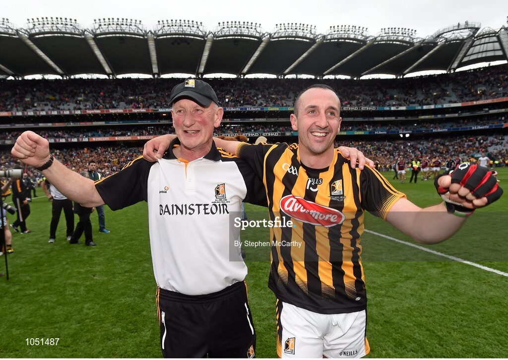 6 September 2015; Kilkenny manager Brian Cody and Eoin Larkin at the end of the game. GAA Hurling All-Ireland Senior Championship Final, Kilkenny v Galway, Croke Park, Dublin. Picture credit: Stephen McCarthy / SPORTSFILE