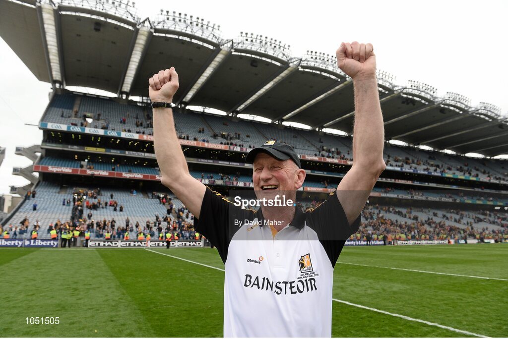 6 September 2015; Kilkenny manager Brian Cody celebrates after the game. GAA Hurling All-Ireland Senior Championship Final, Kilkenny v Galway, Croke Park, Dublin. Picture credit: David Maher / SPORTSFILE