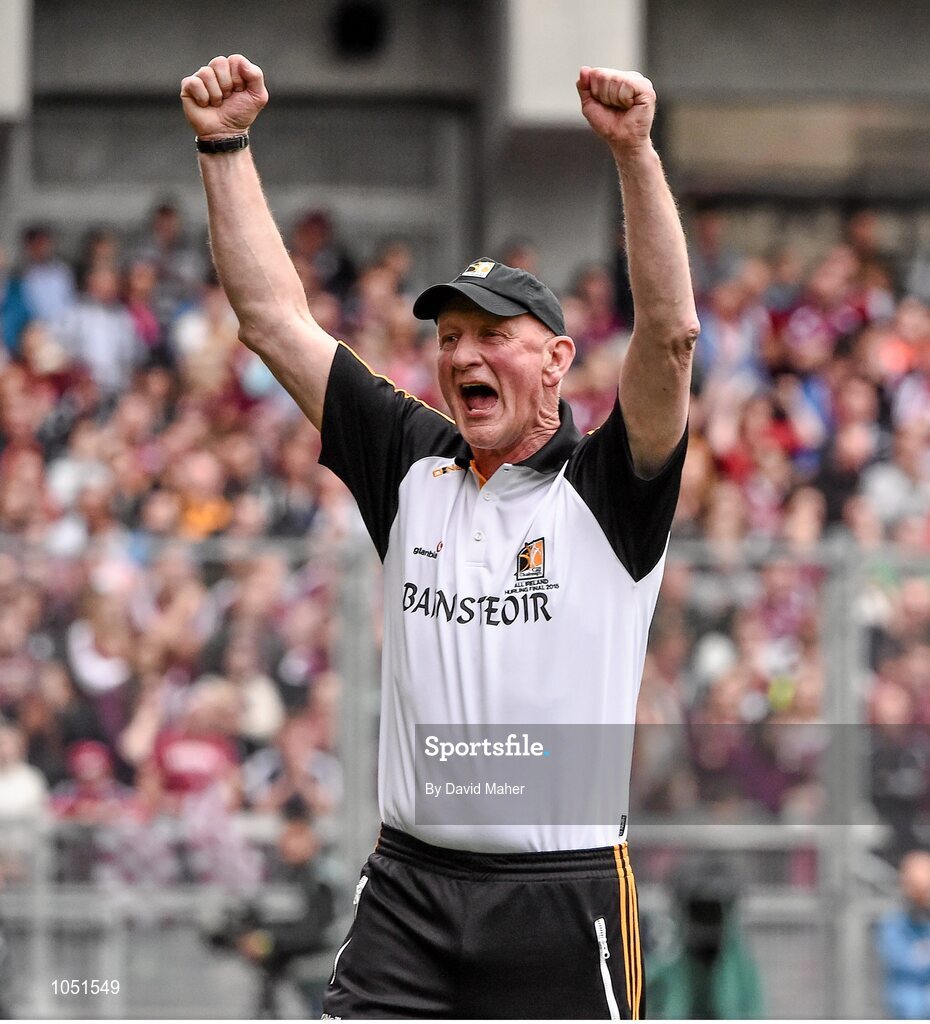 6 September 2015; Kilkenny manager Brian Cody celebrates at the final whistle. GAA Hurling All-Ireland Senior Championship Final, Kilkenny v Galway, Croke Park, Dublin. Picture credit: David Maher / SPORTSFILE