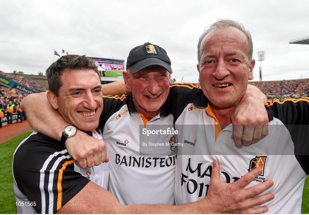 6 September 2015; Kilkenny manager Brian Cody celebrates with his selectors Derek Lyng, left, and Michael Dempsey, right, following their side's victory. GAA Hurling All-Ireland Senior Championship Final, Kilkenny v Galway. Croke Park, Dublin. Picture credit: Stephen McCarthy / SPORTSFILE
