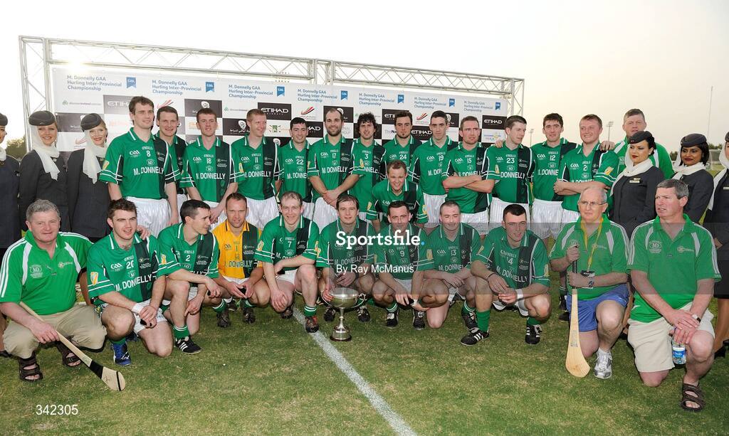 14 March 2009; The victorious Leinster squad after the game. M Donnelly Interprovincial Hurling Final presented by Etihad Airways, Leinster v Connacht, Ghantoot Racing and Polo Club, Abu Dhabi, United Arab Emirates. Picture credit: Ray McManus / SPORTSFILE