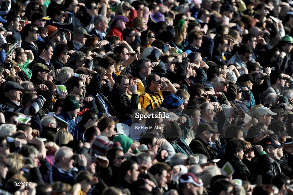 17 March 2009; Supporters of Crossmaglen Rangers and  Kilmacud Crokes watch the game. AIB All-Ireland Senior Club Football Championship Final, Crossmaglen Rangers, Co. Armagh, v Kilmacud Crokes, Dublin. Croke Park, Dublin. Picture credit: Ray McManus / SPORTSFILE