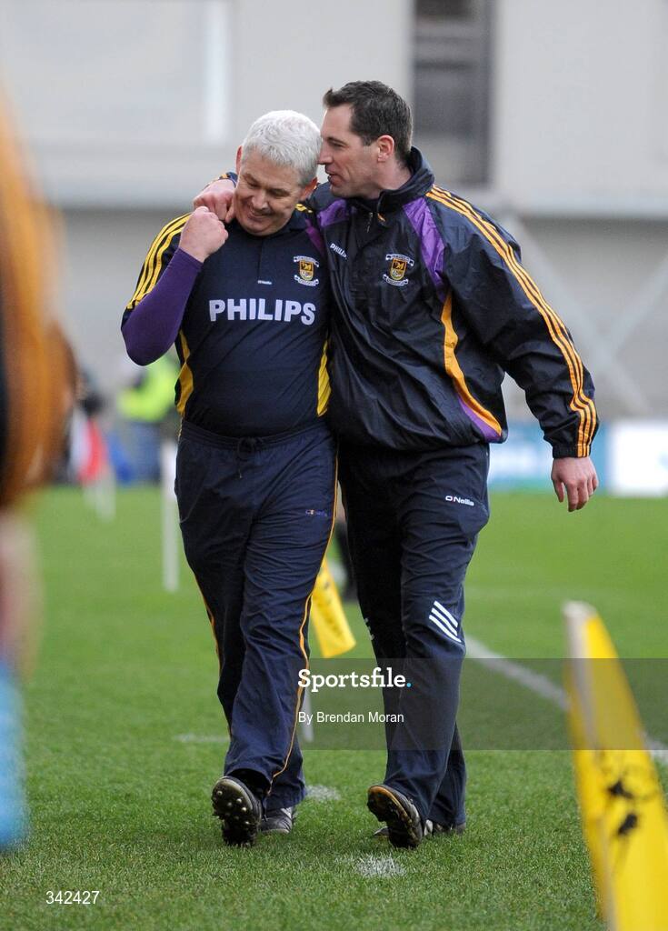 17 March 2009; Kilmacud Crokes manager Paddy Carr, left, and selector Mark Durcan celebrate at the final whistle. AIB All-Ireland Senior Club Football Championship Final, Crossmaglen Rangers, Co. Armagh v Kilmacud Crokes, Dublin. Croke Park, Dublin. Picture credit: Brendan Moran / SPORTSFILE