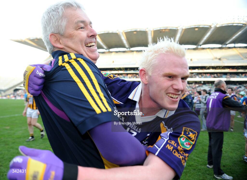 17 March 2009; Kilmacud Crokes manager Paddy Carr celebrates with Mark Vaughan after the final whistle. AIB All-Ireland Senior Club Football Championship Final, Crossmaglen Rangers, Co. Armagh v Kilmacud Crokes, Dublin. Croke Park, Dublin. Picture credit: Brendan Moran / SPORTSFILE