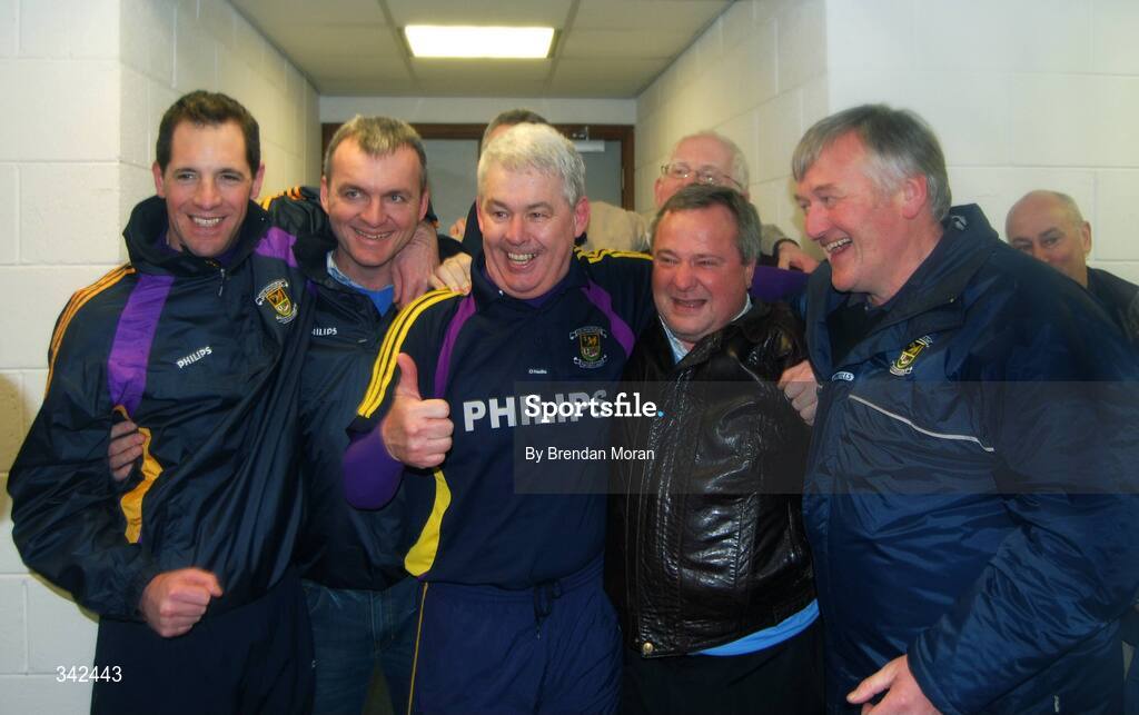 17 March 2009; Kilmacud Crokes manager Paddy Carr, centre, celebrates with, from left, selector Mark Duncan, former captain Mick Dillon, former manager Tommy Lyons and former manager Nicky McGrath. AIB All-Ireland Senior Club Football Championship Final, Crossmaglen Rangers, Co. Armagh v Kilmacud Crokes, Dublin. Croke Park, Dublin. Picture credit: Daire Brennan / SPORTSFILE