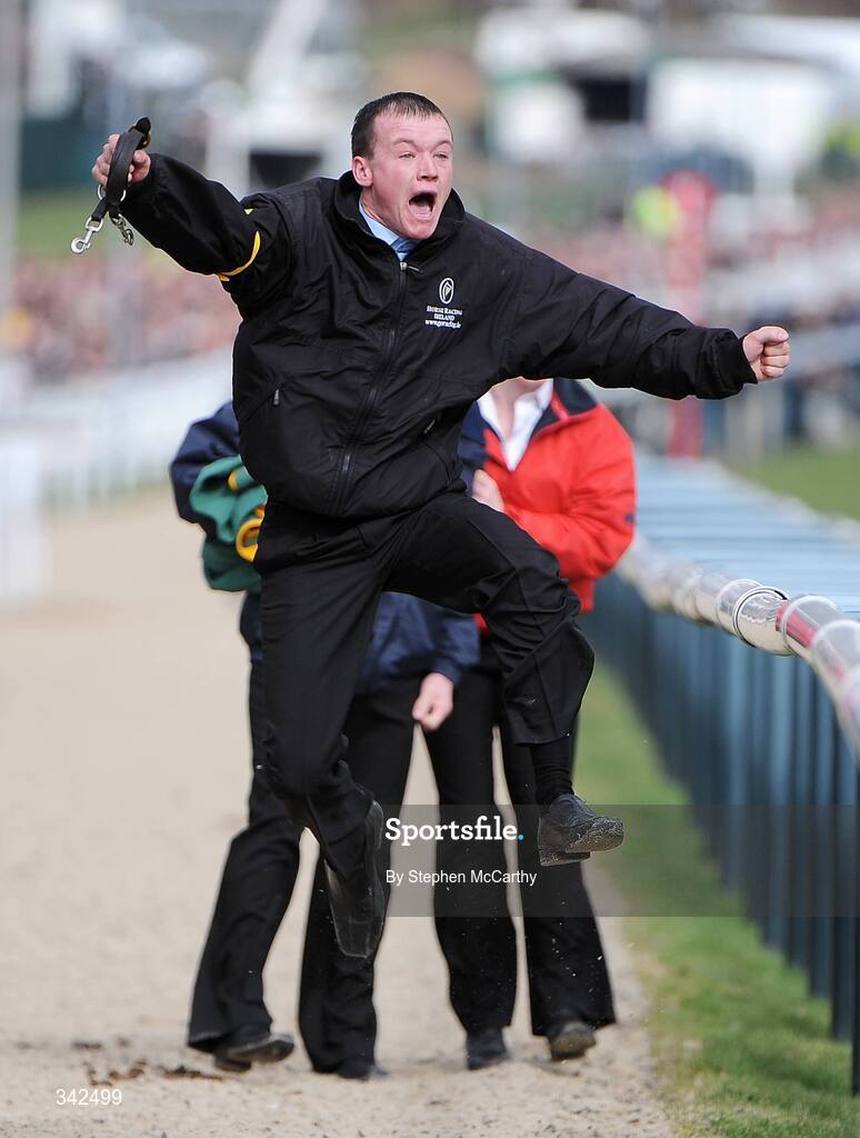 10 March 2009; Daragh Burke, from Noel Meade's stable, celebrates after they sent out Go Native, with Paul Carberry up, to win the the williamhill.com Supreme Novices' Hurdle. Cheltenham Racing Festival - Tuesday, Prestbury Park, Cheltenham, Gloucestershire, England. Picture credit: Stephen McCarthy / SPORTSFILE