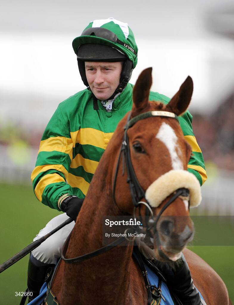 10 March 2009; Jered, with David Casey up, ahead of the Smurfit Kappa Champion Hurdle. Cheltenham Racing Festival - Tuesday, Prestbury Park, Cheltenham, Gloucestershire, England. Picture credit: Stephen McCarthy / SPORTSFILE