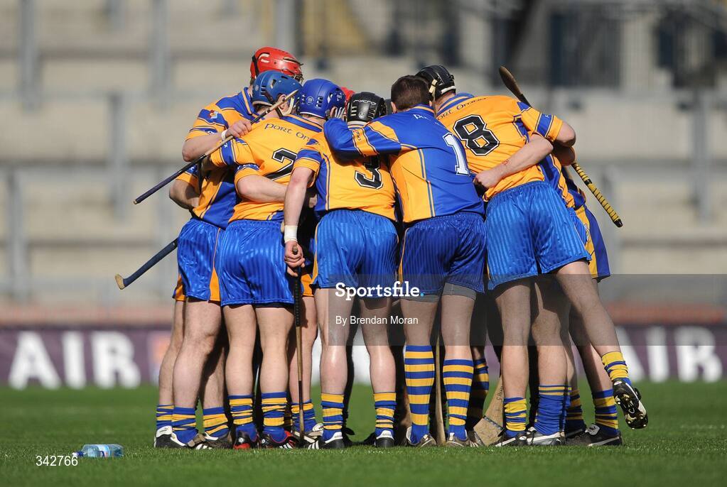 17 March 2009; The Portumna team gather together in a huddle before the game. AIB All-Ireland Senior Club Hurling Championship Final, Portumna, Co. Galway v De La Salle, Waterford, Croke Park, Dublin. Picture credit: Brendan Moran / SPORTSFILE