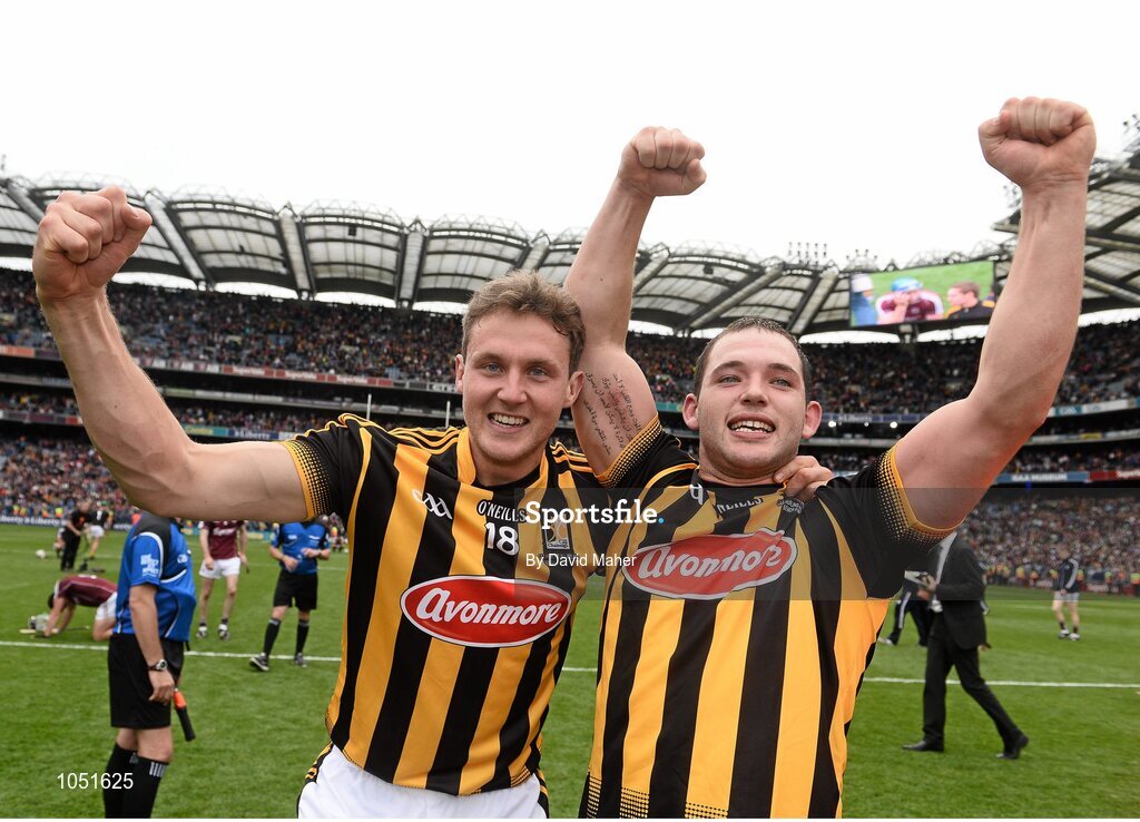 6 September 2015; Robert Lennon, left and Ger Aylward, Kilkenny, celebrate at the end of the game. GAA Hurling All-Ireland Senior Championship Final, Kilkenny v Galway, Croke Park, Dublin. Picture credit: David Maher / SPORTSFILE