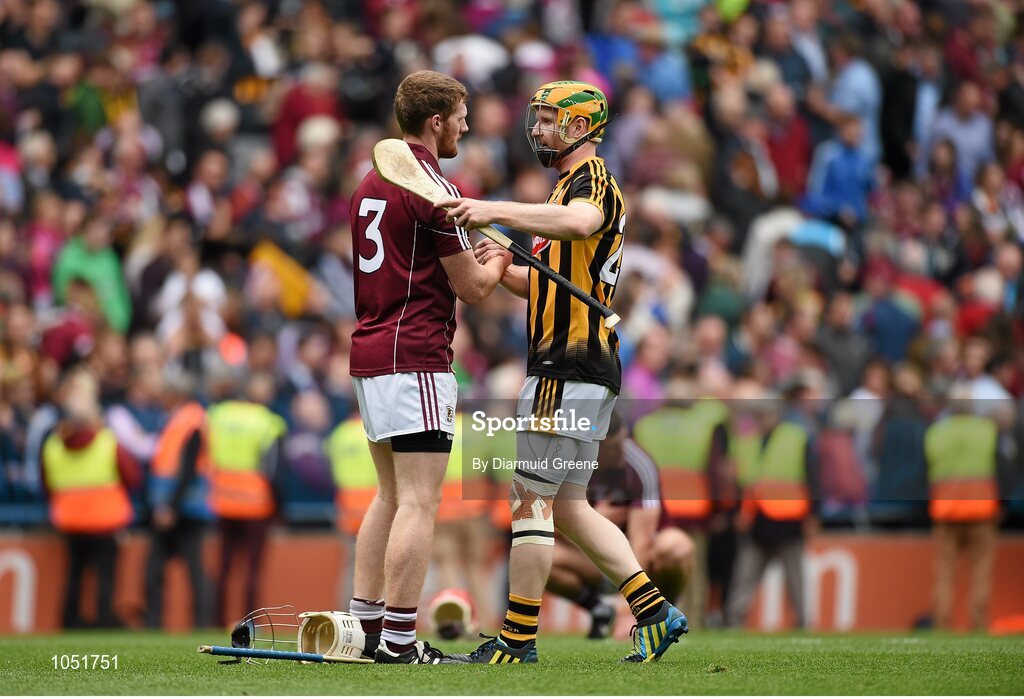 6 September 2015; John Hanbury, Galway, is consoled by Richie Power, Kilkenny, after the game. GAA Hurling All-Ireland Senior Championship Final, Kilkenny v Galway, Croke Park, Dublin. Picture credit: Diarmuid Greene / SPORTSFILE
