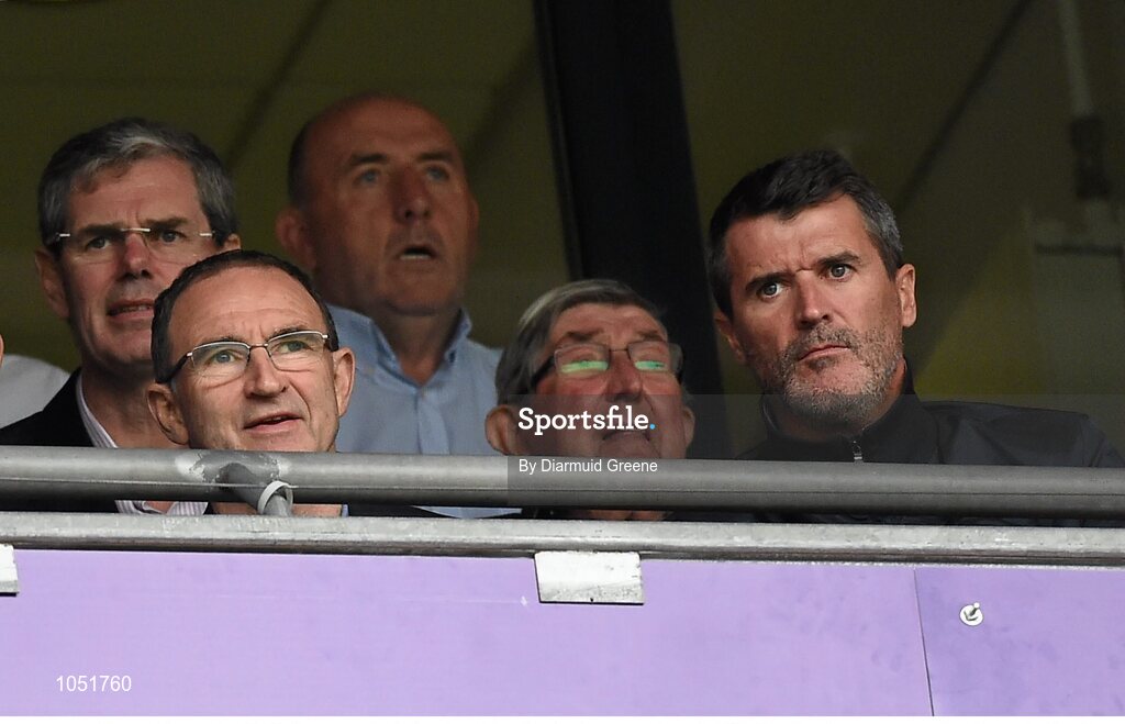 6 September 2015; Spectators including Republic of Ireland manager Martin O'Neill and assistant manager Roy Keane during the game. GAA Hurling All-Ireland Senior Championship Final, Kilkenny v Galway, Croke Park, Dublin. Picture credit: Diarmuid Greene / SPORTSFILE