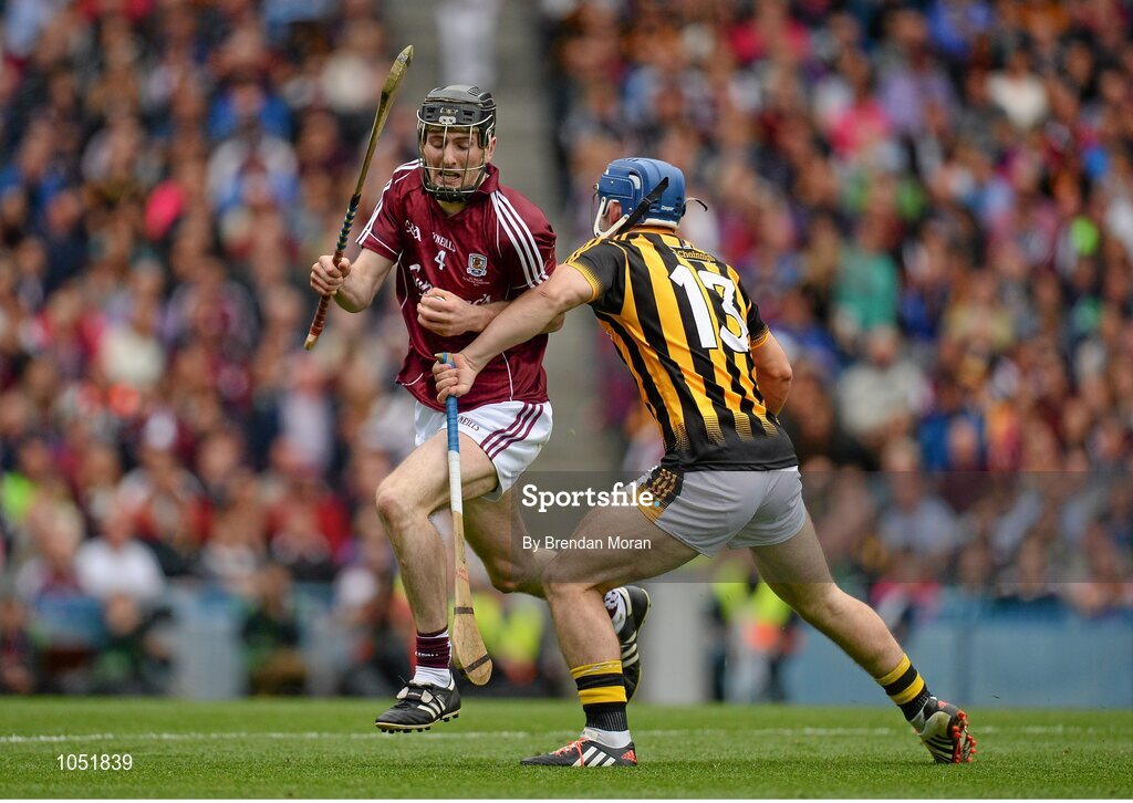 6 September 2015; Padraig Mannion, Galway, in action against Ger Aylward, Kilkenny. GAA Hurling All-Ireland Senior Championship Final, Kilkenny v Galway, Croke Park, Dublin. Picture credit: Brendan Moran / SPORTSFILE
