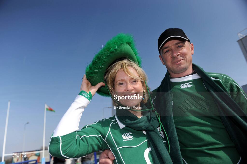 21 March 2009; Ireland fans John and Anne Bowes, from Delgany, Co. Wicklow, in Cardiff ahead of Ireland's RBS Six Nations Championship clash with Wales. Cardiff, Wales. Picture credit: Brendan Moran / SPORTSFILE