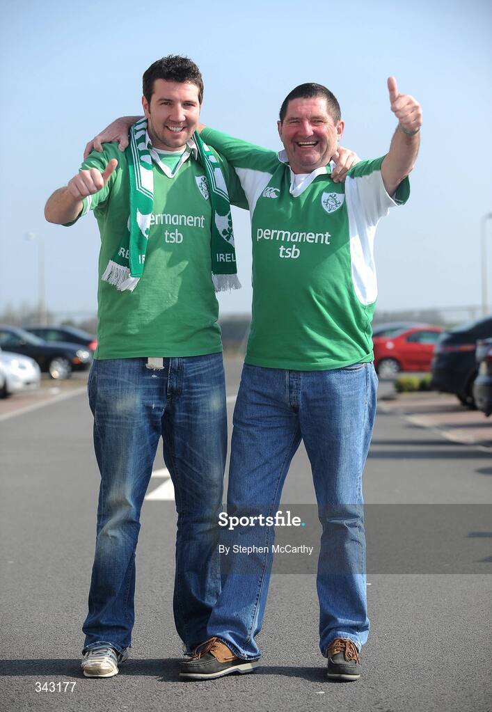 21 March 2009; Ireland fans Neil O'Donoghue, left, and Denis O'Donoghue, from Rathgar, Dublin, in Cardiff ahead of Ireland's RBS Six Nations Championship clash with Wales. Cardiff, Wales. Picture credit: Stephen McCarthy / SPORTSFILE