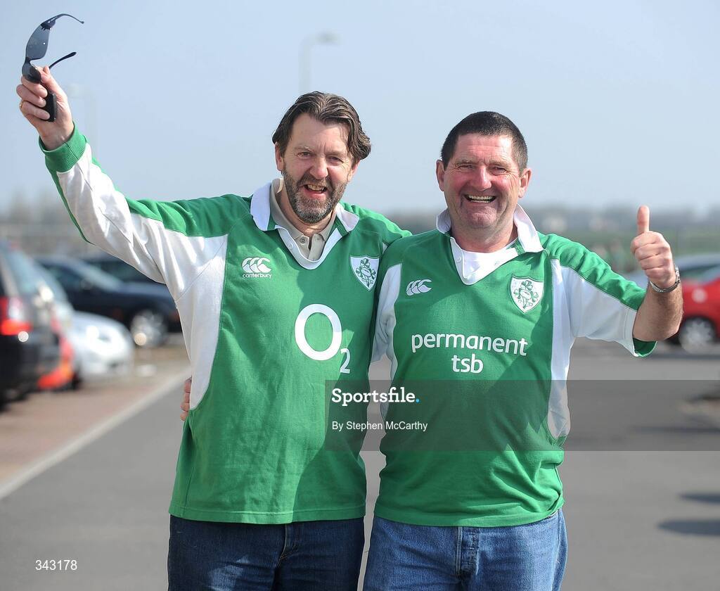 21 March 2009; Ireland fans Jim Condren, left, and Denis O'Donoghue, from Rathgar, Dublin, in Cardiff ahead of Ireland's RBS Six Nations Championship clash with Wales. Cardiff, Wales. Picture credit: Stephen McCarthy / SPORTSFILE