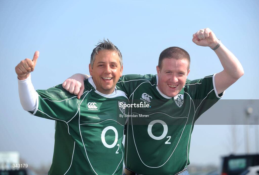 21 March 2009; Ireland fans Joe Finucane, left, and Dermot O'Sullivan, from Dublin, in Cardiff ahead of Ireland's RBS Six Nations Championship clash with Wales. Cardiff, Wales. Picture credit: Brendan Moran / SPORTSFILE
