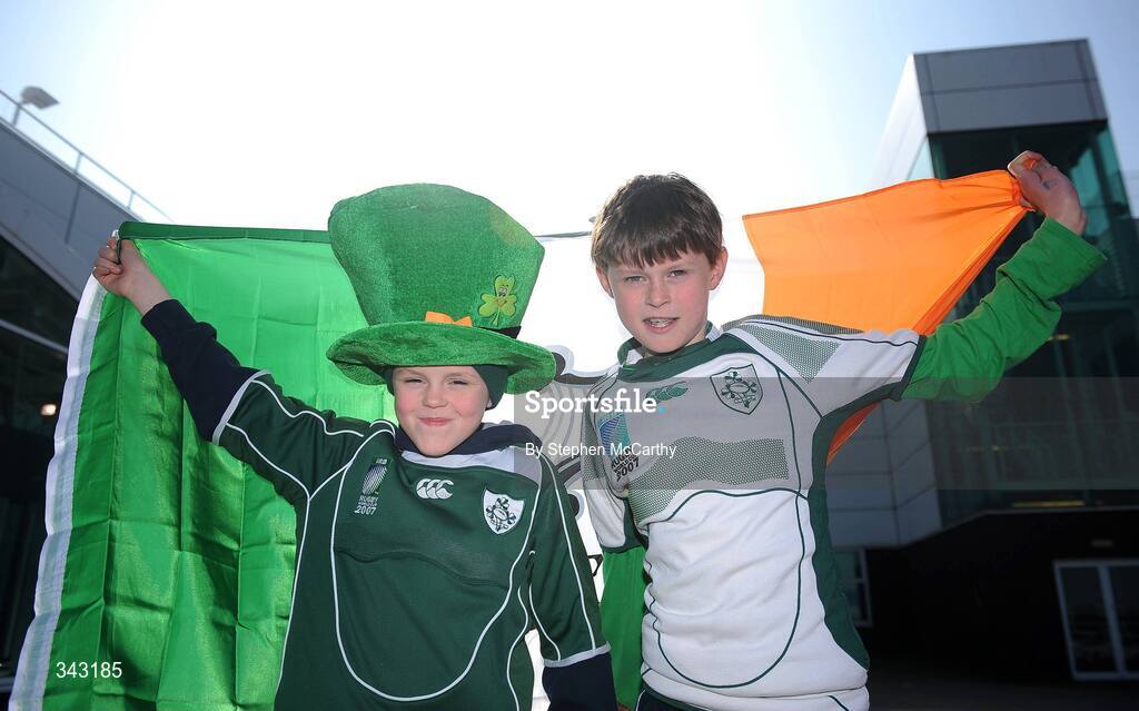 21 March 2009; Ireland supporters Mark, left, and David Ryan, from Blackrock, Dublin, in Cardiff ahead of Ireland's RBS Six Nations Championship clash with Wales. Cardiff, Wales. Picture credit: Stephen McCarthy / SPORTSFILE