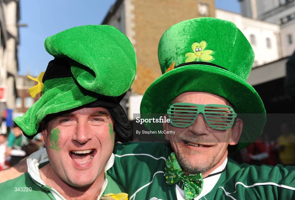 21 March 2009; Ireland fans Pete Healy, left, and Pat McCormack, from Westport, Co. Mayo, in Cardiff ahead of Ireland's RBS Six Nations Championship clash with Wales. Cardiff, Wales. Picture credit: Stephen McCarthy / SPORTSFILE