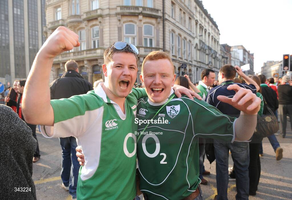 21 March 2009; Ireland rugby fans Patrick Corry and Peter Fitzgerald, from Tullow, Co. Carlow, in Cardiff ahead of Ireland's RBS Six Nations Championship clash with Wales. Cardiff, Wales. Picture credit: Matt Browne / SPORTSFILE