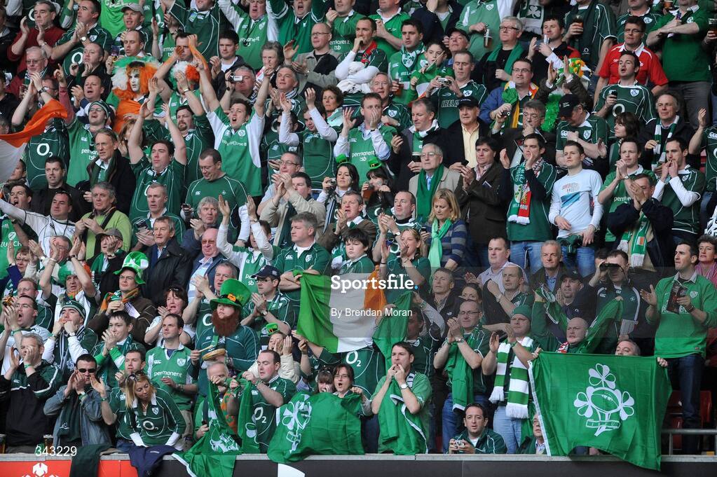 21 March 2009; Ireland fans cheer on their side during the game. RBS Six Nations Championship, Wales v Ireland, Millennium Stadium, Cardiff, Wales. Picture credit: Brendan Moran / SPORTSFILE