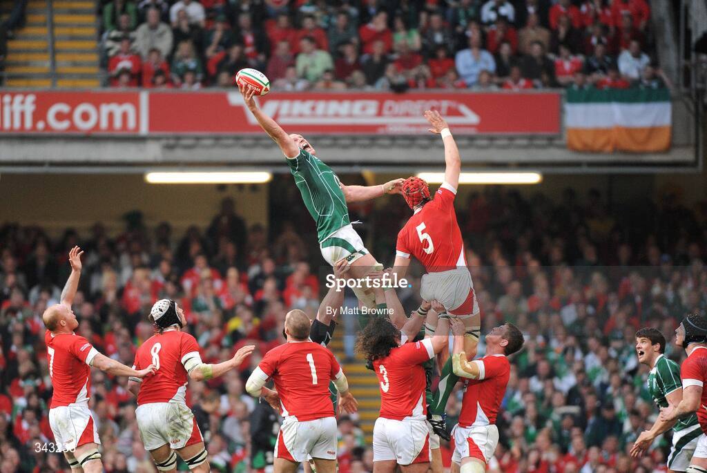21 March 2009; Paul O'Connell, Ireland, takes the ball in the lineout against Alun-Wyn Jones, Wales. RBS Six Nations Championship, Wales v Ireland, Millennium Stadium, Cardiff, Wales. Picture credit: Matt Browne / SPORTSFILE