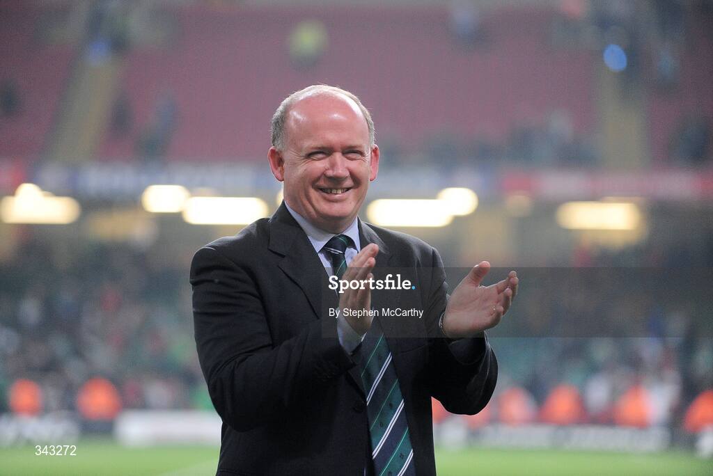 21 March 2009; Ireland head coach Declan Kidney celebrates his side's victory. RBS Six Nations Championship, Wales v Ireland, Millennium Stadium, Cardiff, Wales. Picture credit: Stephen McCarthy / SPORTSFILE